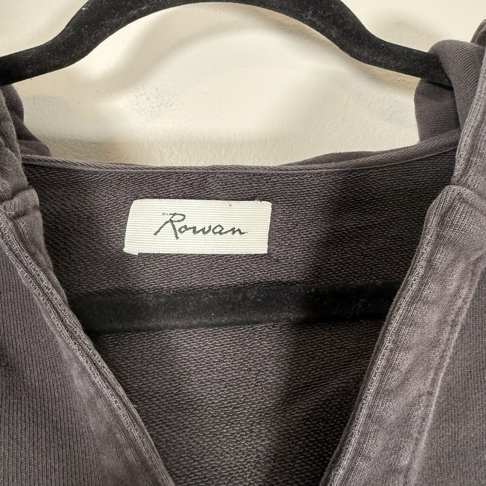 Rowan avery classic terry hoodie womens medium washed black pullover sweatshirt - Picture 6 of 9
